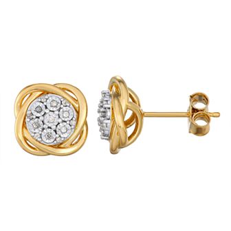 Sterling Silver 1/10 Carat T.W. Diamond Knot Stud Earrings