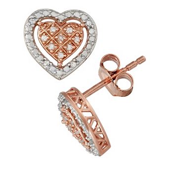 Sterling Silver 1/10 Carat T.W. Diamond Heart Stud Earrings