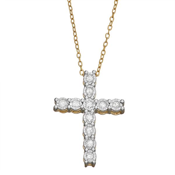 Sterling Silver 1/4 Carat T.W. Diamond Cross Pendant Necklace