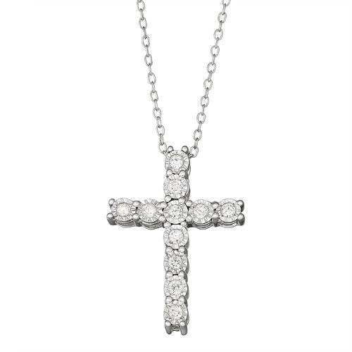 Kohls silver cross on sale necklace