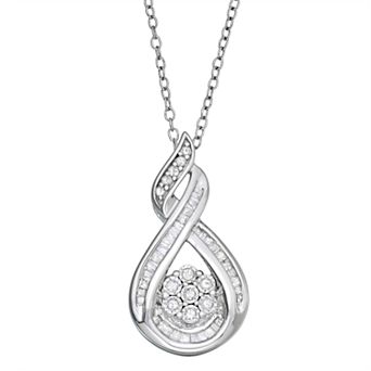 Sterling Silver 1/4 Carat T.W. Diamond Teardrop Pendant
