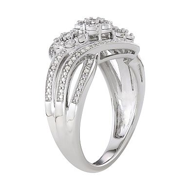 Sterling Silver 1/4 Carat T.W. Diamond Cluster Swirl Ring