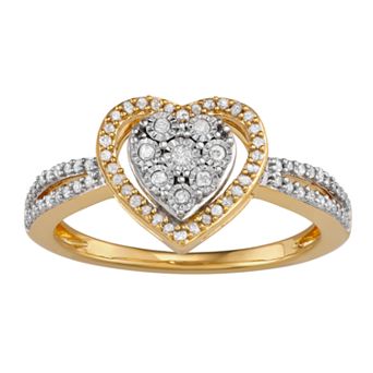 Diamond Brilliance Sterling Silver 1/4 Carat T.W. Diamond Heart Halo Ring