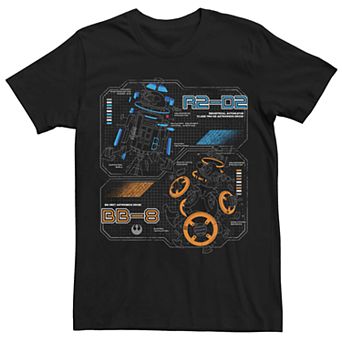 Men's Star Wars R2-D2 BB-8 Blue Prints Tee