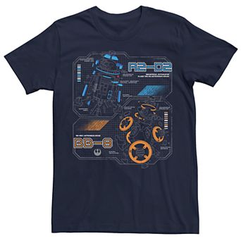 Men's Star Wars R2-D2 BB-8 Blue Prints Tee