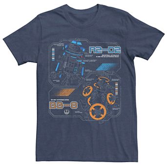 Men's Star Wars R2-D2 BB-8 Blue Prints Tee
