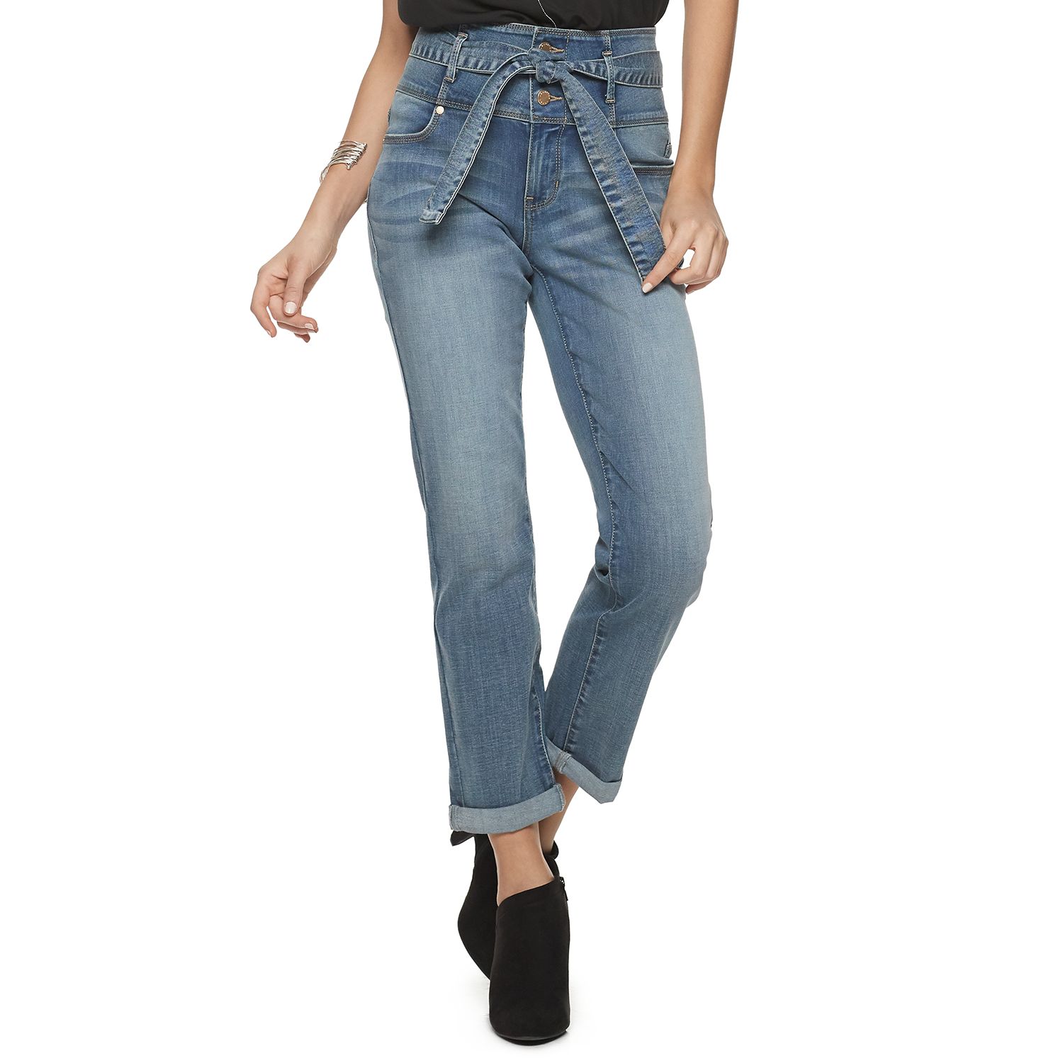 tie high waisted jeans
