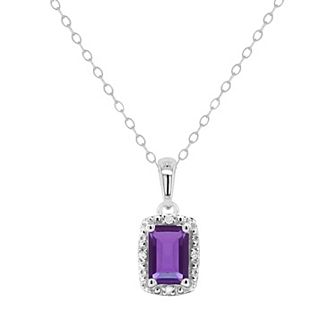 Celebration Gems Sterling Silver Gemstone & Diamond Accent Pendant Necklace