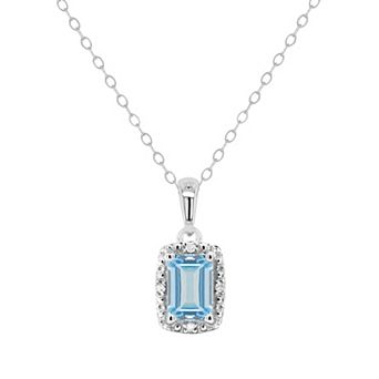 Celebration Gems Sterling Silver Gemstone & Diamond Accent Pendant Necklace