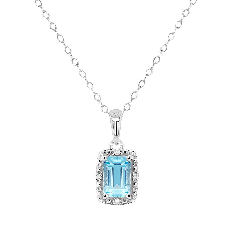 Sterling Silver Gemstone & Diamond Accent Pendant Necklace, Womens, Size:
