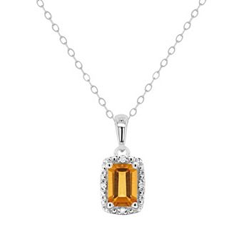 Celebration Gems Sterling Silver Gemstone & Diamond Accent Pendant Necklace