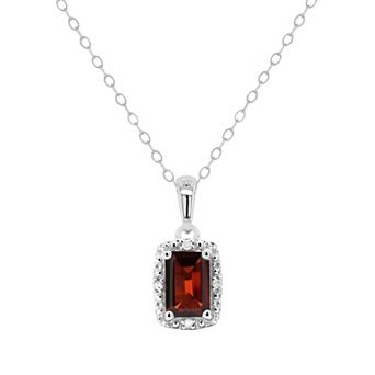 Celebration Gems Sterling Silver Gemstone & Diamond Accent Pendant Necklace