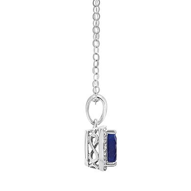 Celebration Gems Sterling Silver Gemstone & Diamond Accent Pendant Necklace