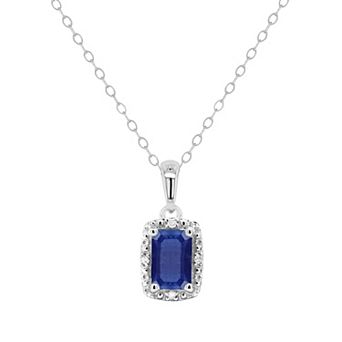 Celebration Gems Sterling Silver Gemstone & Diamond Accent Pendant Necklace