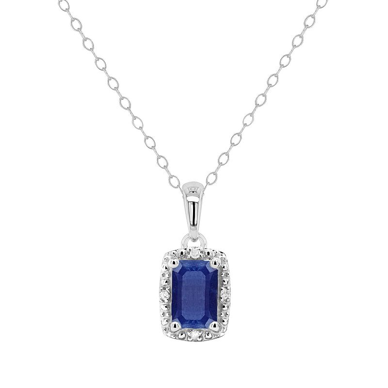 Sterling Silver Gemstone & Diamond Accent Pendant Necklace, Womens, Size: