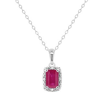 Celebration Gems Sterling Silver Gemstone & Diamond Accent Pendant Necklace