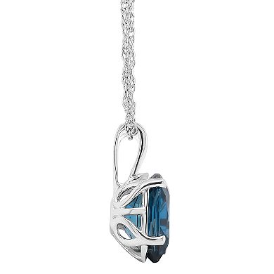 Alyson Layne Sterling Silver Gemstone Oval Pendant Necklace