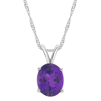 Alyson Layne Sterling Silver Gemstone Oval Pendant Necklace