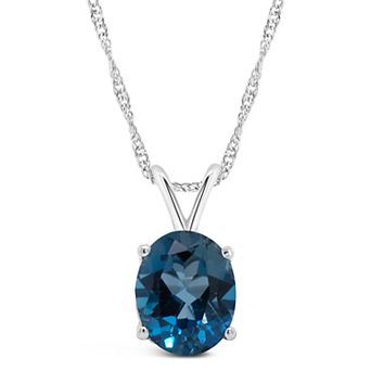 Alyson Layne Sterling Silver Gemstone Oval Pendant Necklace