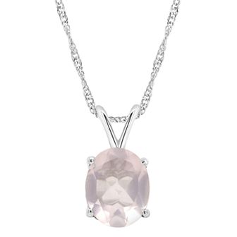 Alyson Layne Sterling Silver Gemstone Oval Pendant Necklace