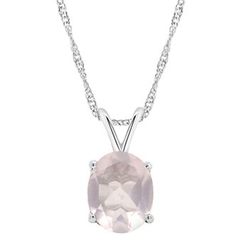 Alyson Layne Sterling Silver Gemstone Oval Pendant Necklace