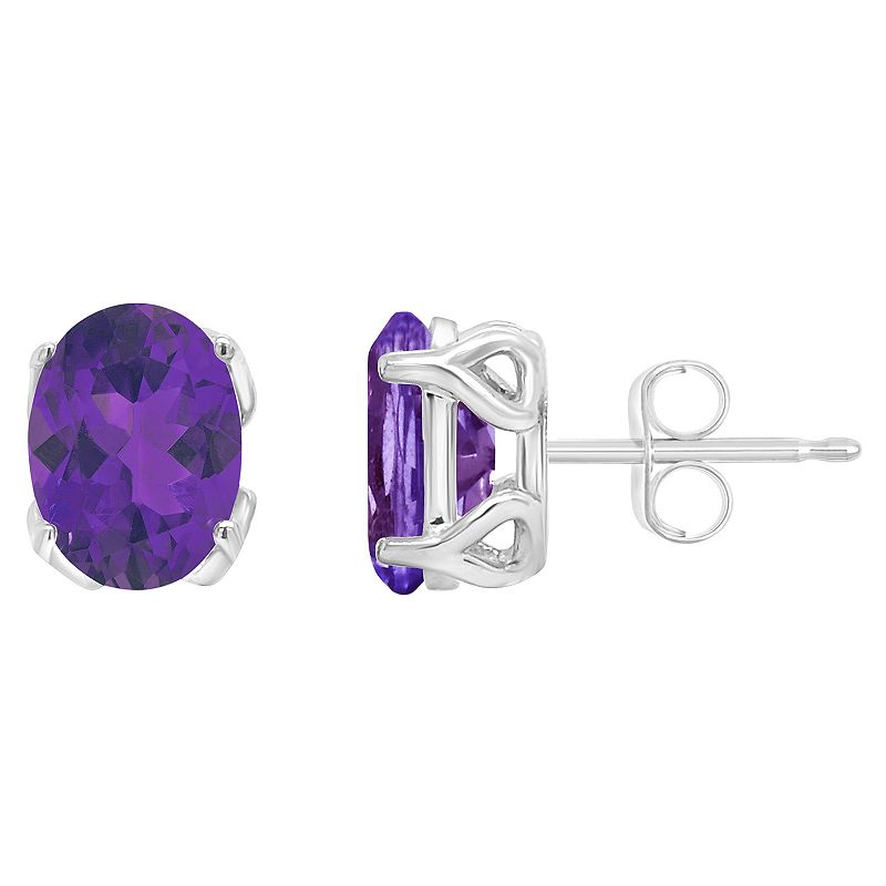 Alyson Layne Sterling Silver Gemstone Oval Stud Earrings, Womens, Purple
