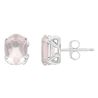 Alyson Layne Sterling Silver Gemstone Oval Stud Earrings