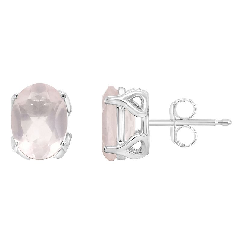 Alyson Layne Sterling Silver Gemstone Oval Stud Earrings, Womens, Pink