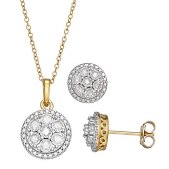 Sterling Silver 1/2 Carat T.W. Diamond Pendant & Stud Earring Set