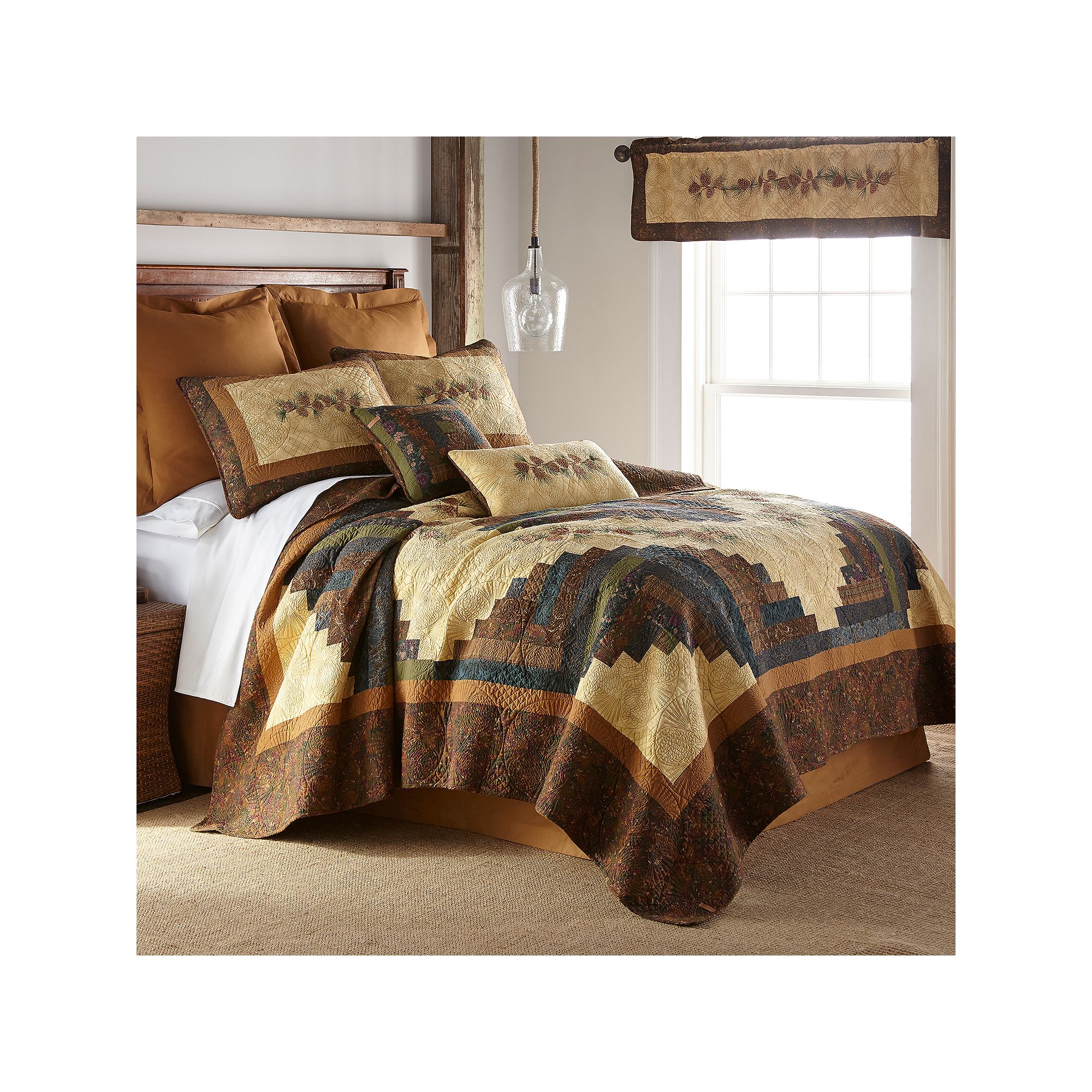 Donna Sharp Cabin Raising Pine Cone Quilt or Sham, Multi None