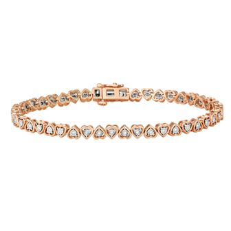 Sterling Silver 1/4 Carat T.W. Diamond Heart Tennis Bracelet
