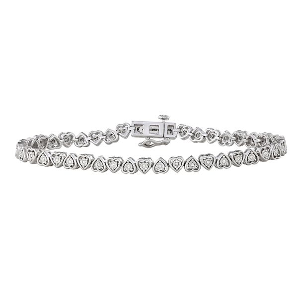 Sterling Silver 1 4 Carat T W Diamond Heart Tennis Bracelet