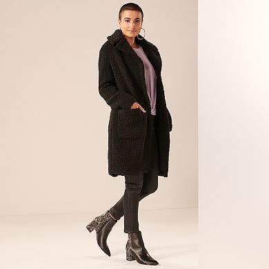 Women's Nine West Long Teddy Coat