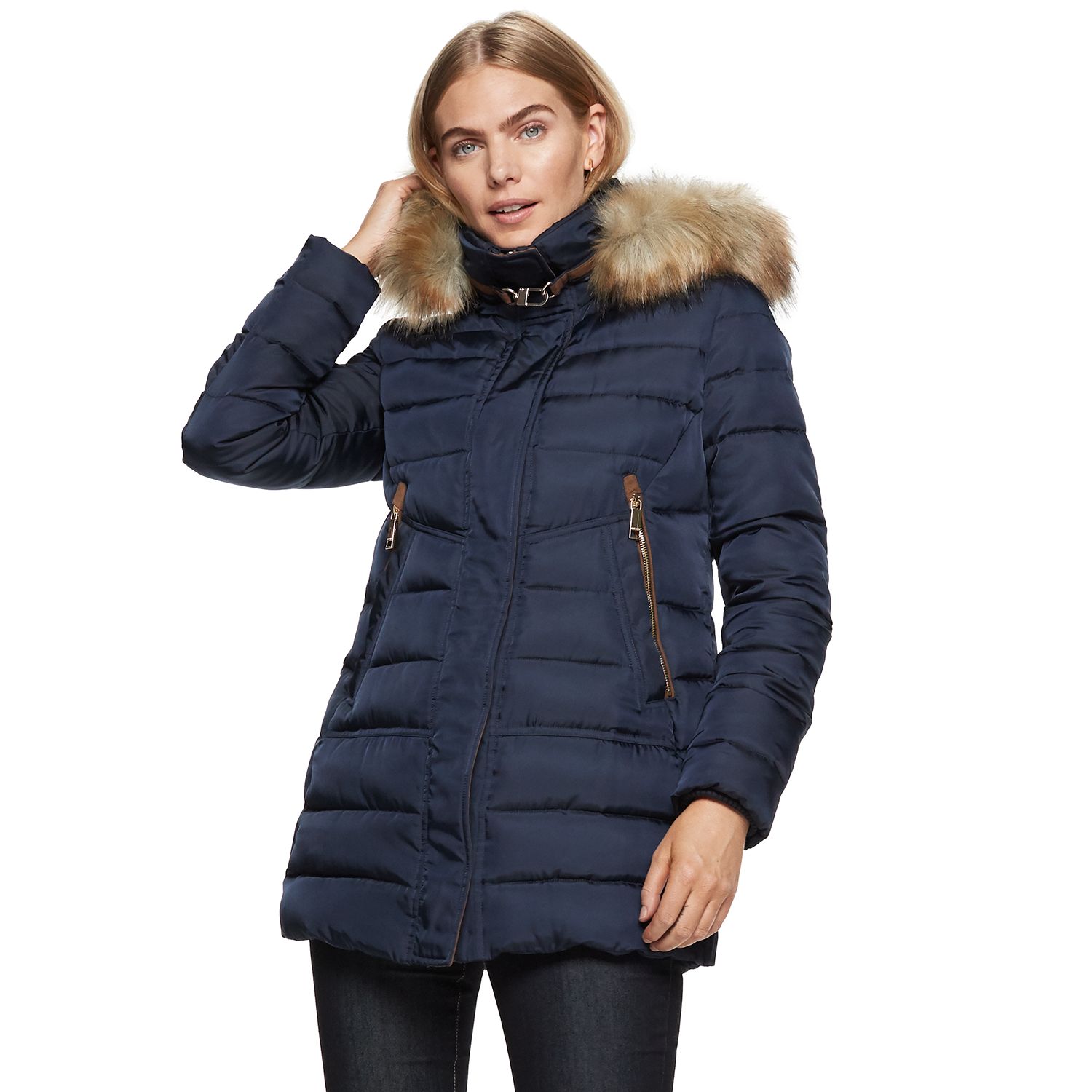 faux fur quilted coat