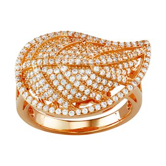 Designs by Gioelli Sterling Silver Cubic Zirconia Leaf Ring