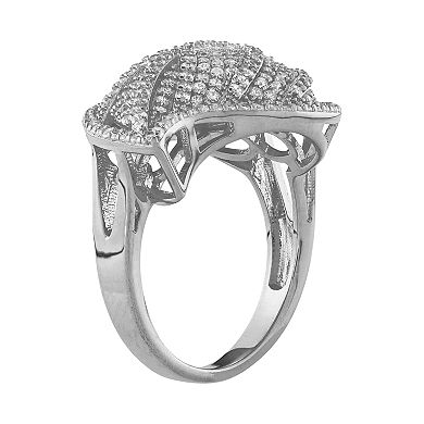 Sterling Silver Cubic Zirconia Leaf Ring