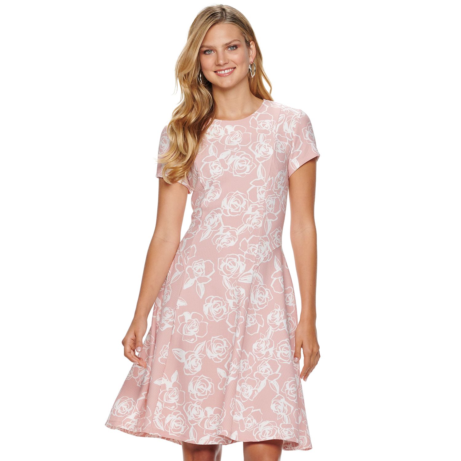petite fit and flare dress with sleeves
