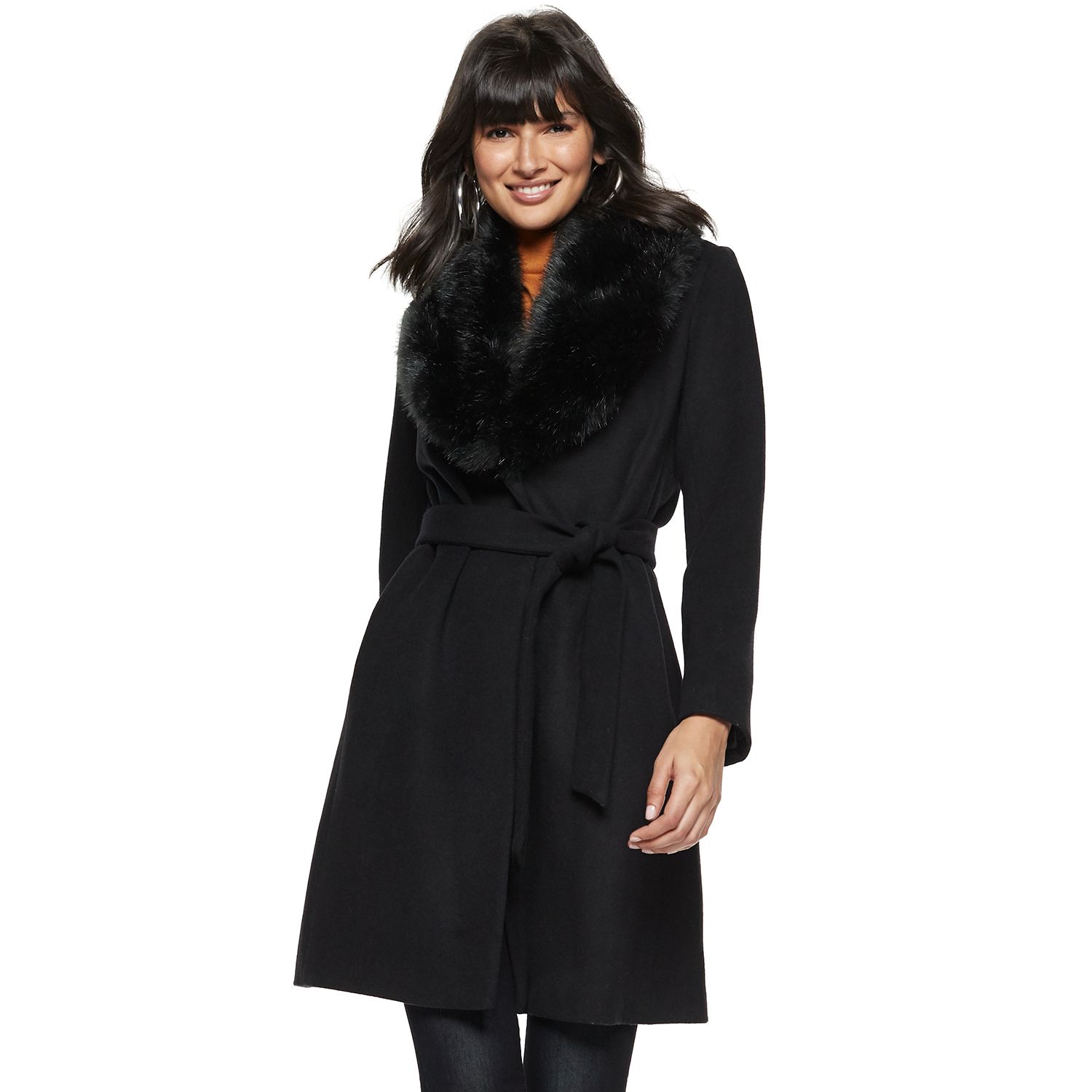 faux fur shawl collar overcoat