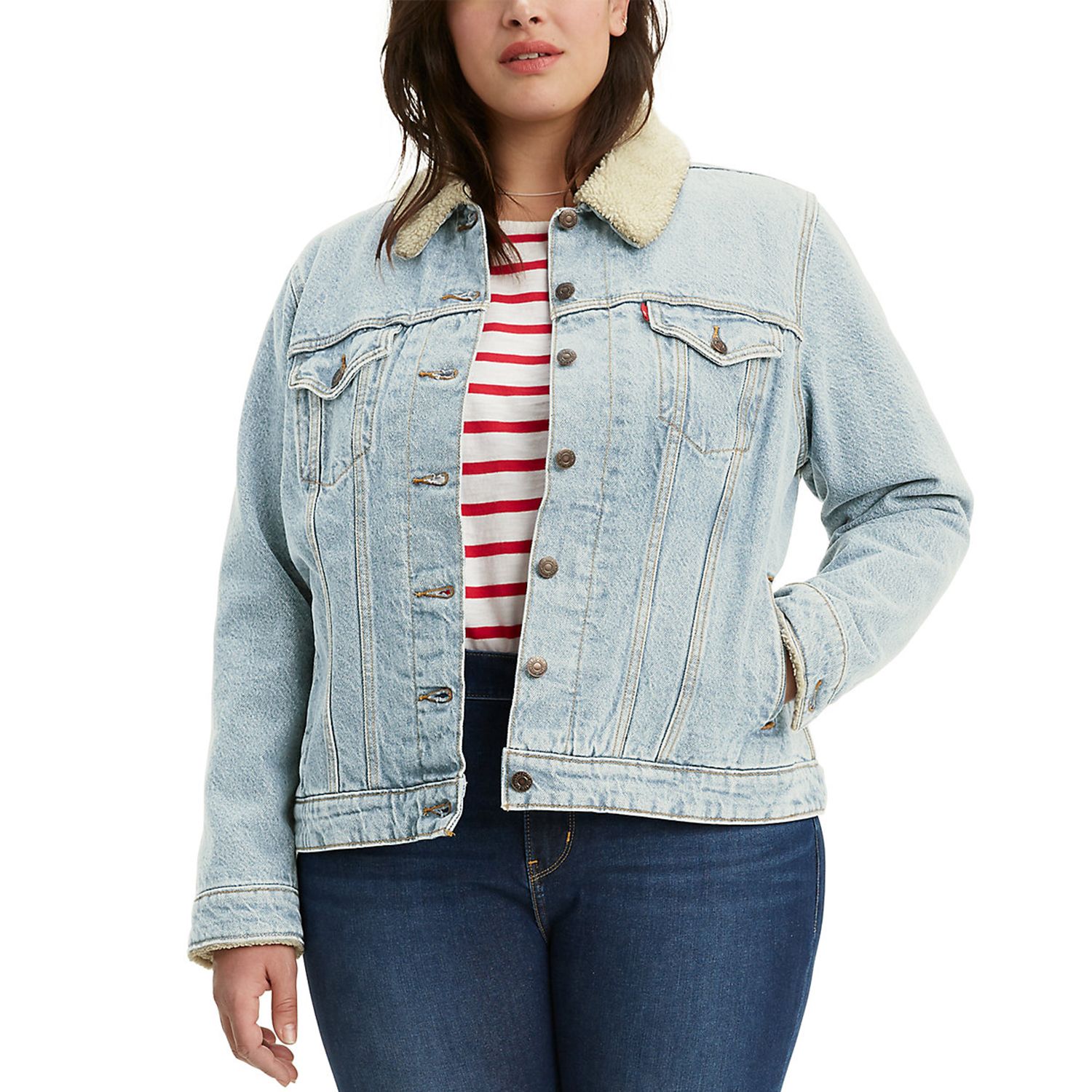 sherpa denim jacket plus size