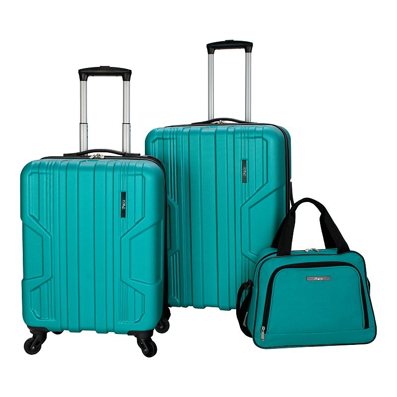 iPack Impact 3-Piece Hardside Spinner Luggage Set, Light Blue, 3 Pc Set
