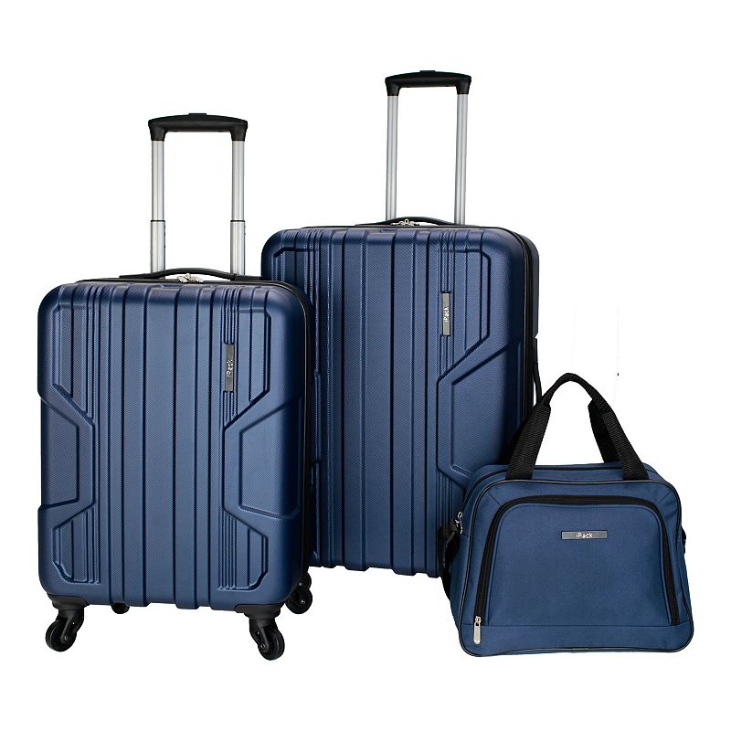 iPack Impact 3-Piece Hardside Spinner Luggage Set, Blue, 3 Pc Set