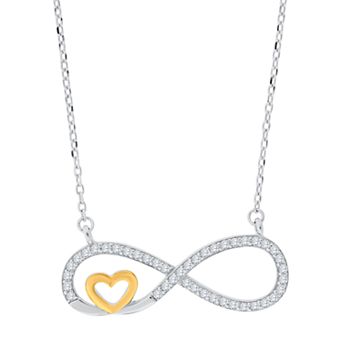 Sterling Silver Lab-Created White Sapphire Heart Infinity Necklace