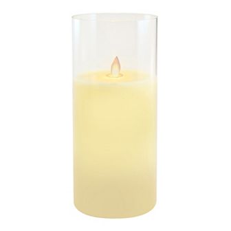 LumaBase 10" Battery Operated LED Realistic Wax Candle in a Glass Holder