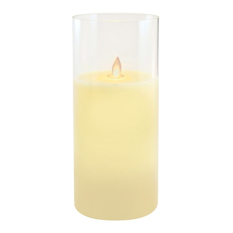 LumaBase 10 Battery Operated LED Realistic Wax Candle in a Glass Holder,