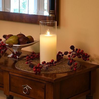 LumaBase 10" Battery Operated LED Realistic Wax Candle in a Glass Holder