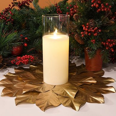LumaBase 10" Battery Operated LED Realistic Wax Candle in a Glass Holder