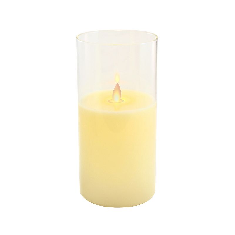 LumaBase 8 Battery Operated LED Realistic Flame Wax Candle in Glass Hold