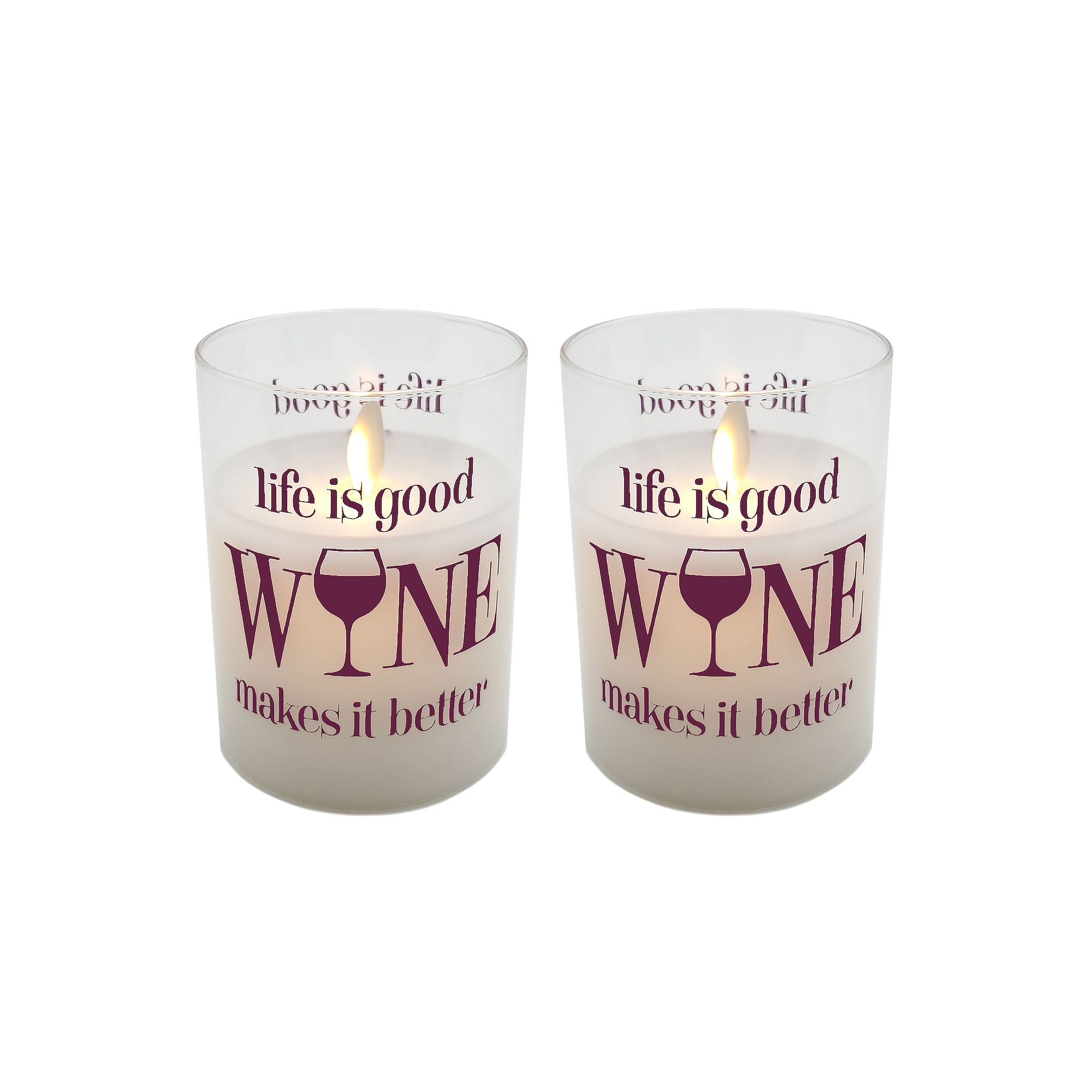 LumaBase Life is Good, Wine Makes it Better Battery Operated LED Wax C