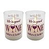 LumaBase "Life is Good, Wine Makes it Better" Battery Operated LED Wax Candles in Glass Holders (Set of 2)