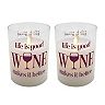 LumaBase "Life is Good, Wine Makes it Better" Battery Operated LED Wax Candles in Glass Holders (Set of 2)